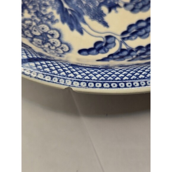 Antique Blue Willow Oval Veg. Serving Bowl 10 Inch, Japan Chip - Picture 14 of 15